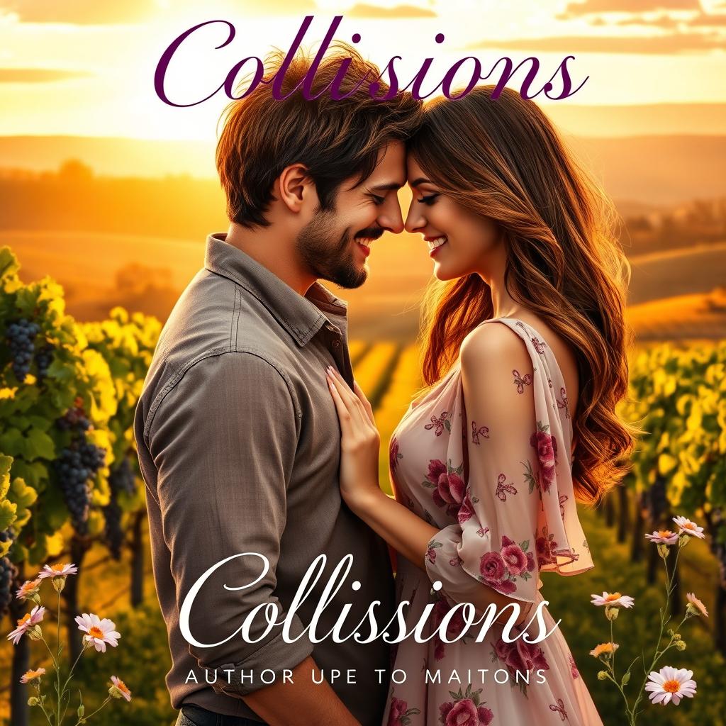 An enchanting romance book cover titled 'Collisions'