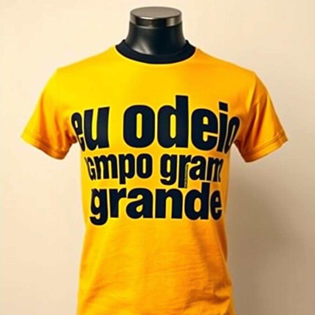 A bold T-shirt design featuring the text "eu odeio campo grande" in large, eye-catching typography