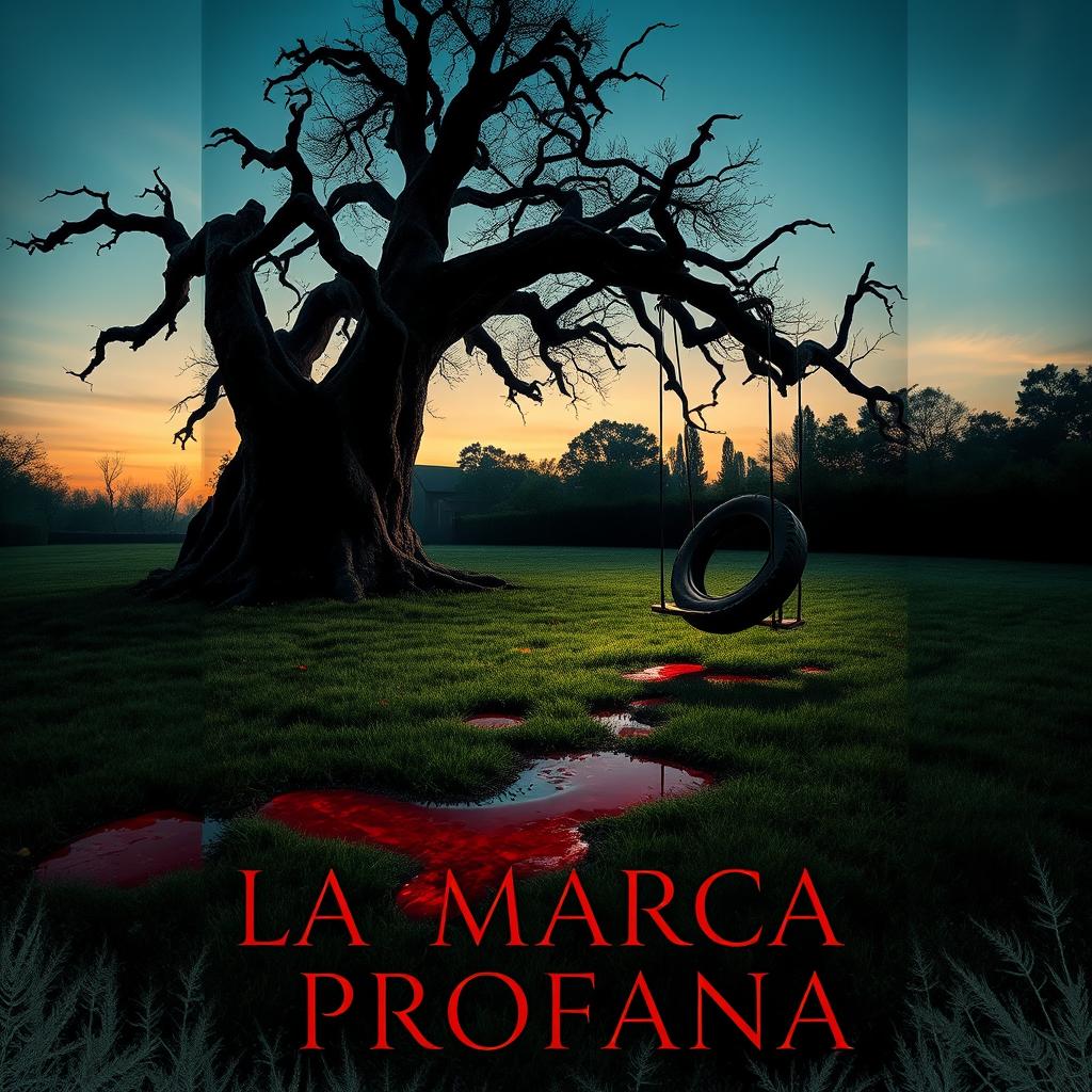 A haunting book cover for the horror novel titled "LA MARCA PROFANA