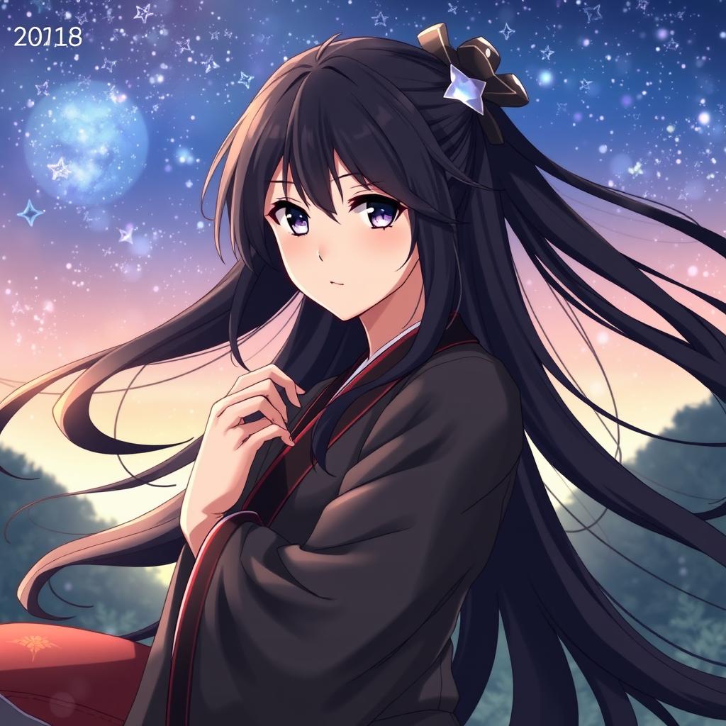 An artistic representation of an anime character named Hinata, portraying her with a strong yet gentle expression