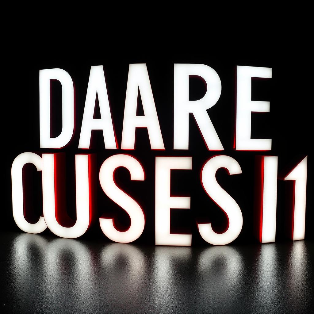 The word 'DARECUST1' in bold uppercase letters, predominantly using a color scheme of white, black, and red