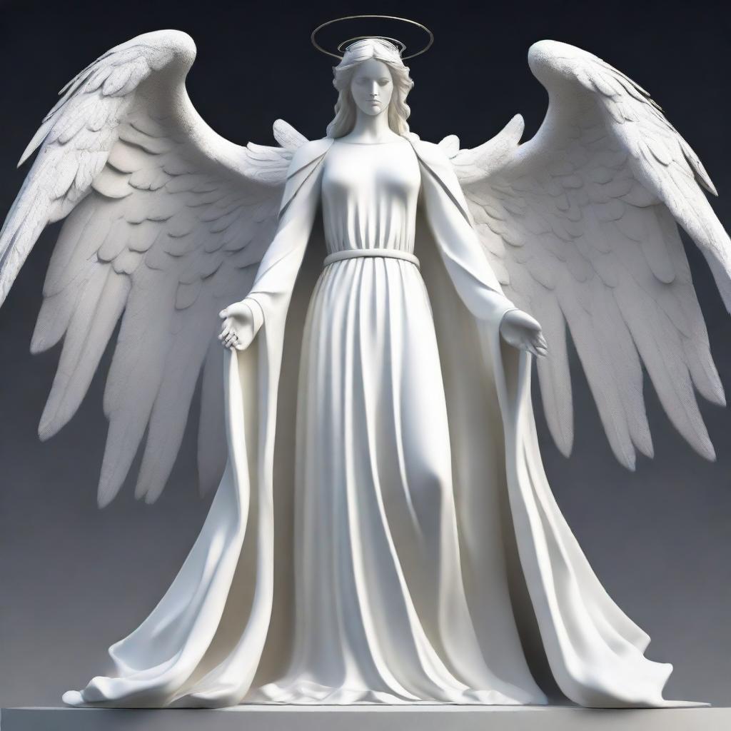 A colossal white angel with an emotionless face, its size inciting a feeling of megalophobia among observers