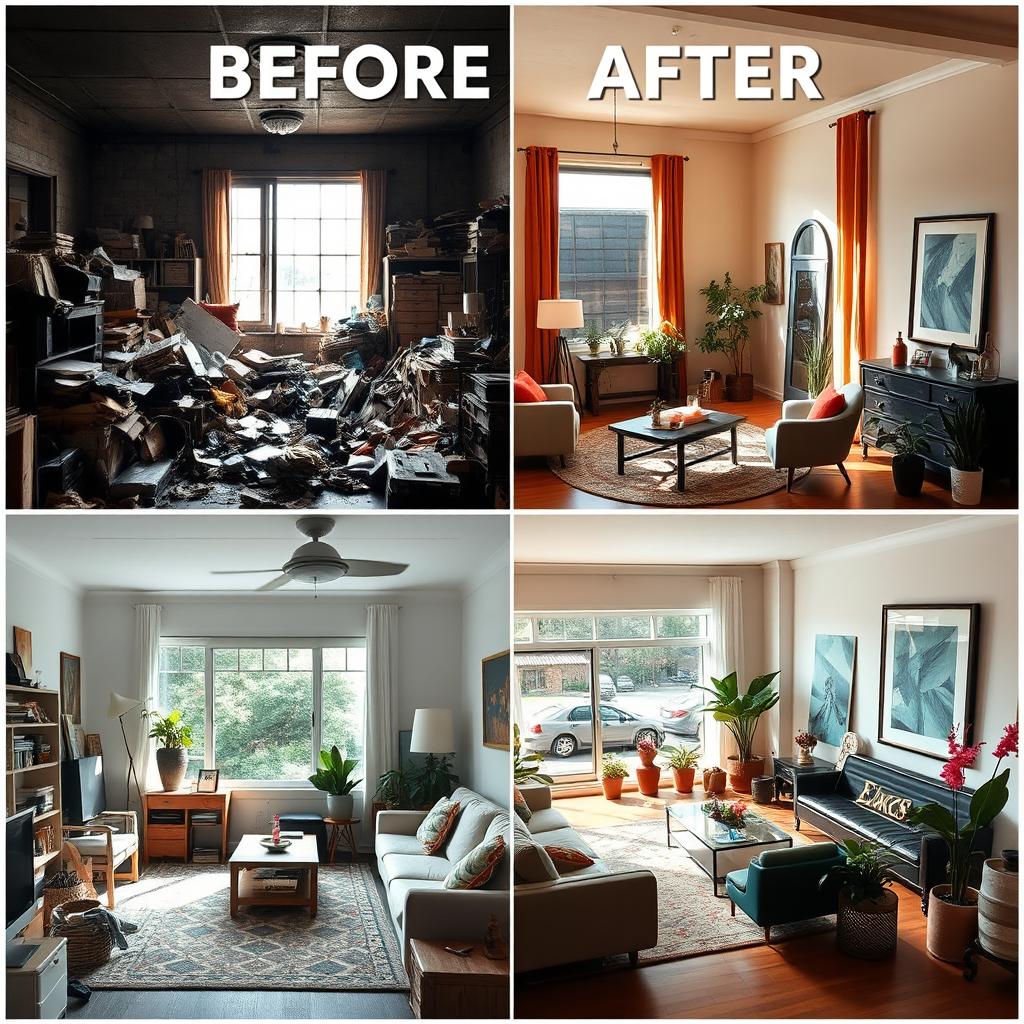 A split image showcasing a before and after transformation