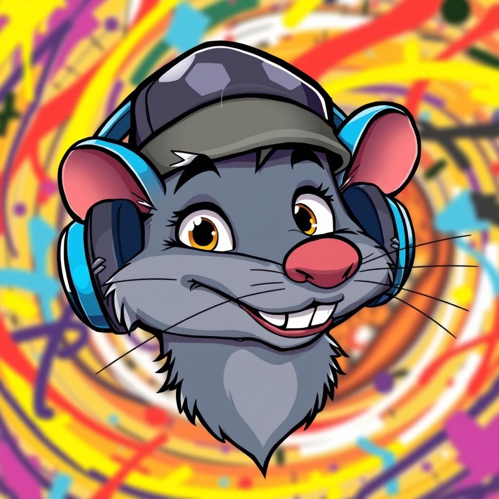 A cool animated profile picture of a stylish rat character with a cheeky grin
