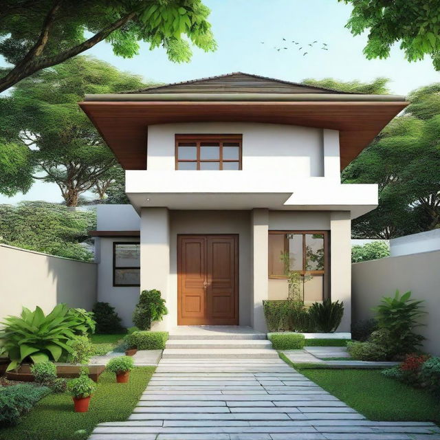 A humble house, optimally designed within a budget of 50 million rupiah, featuring a compact yet comfortable layout.