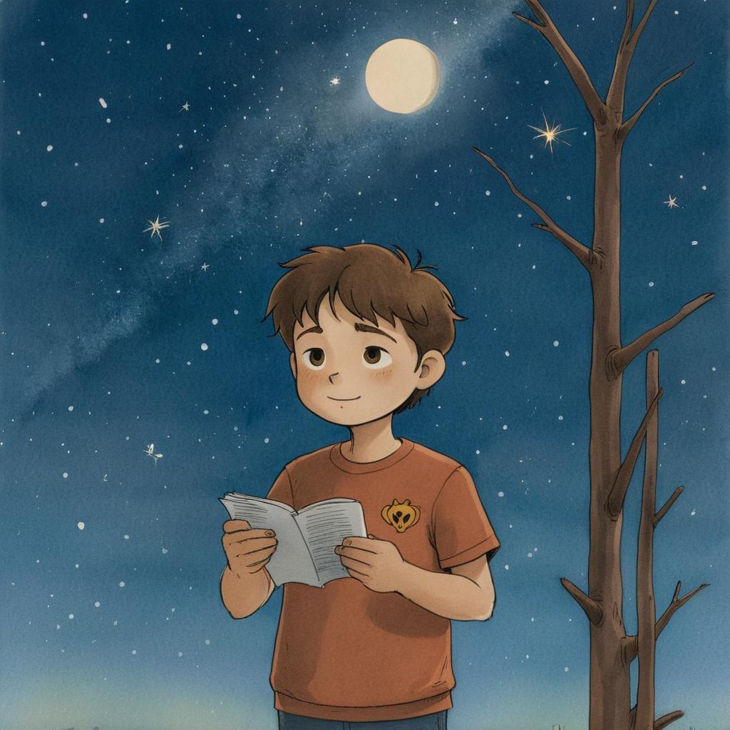 Leo se levantó, se puso de puntillas y alzó el papel hacia el cielo.
