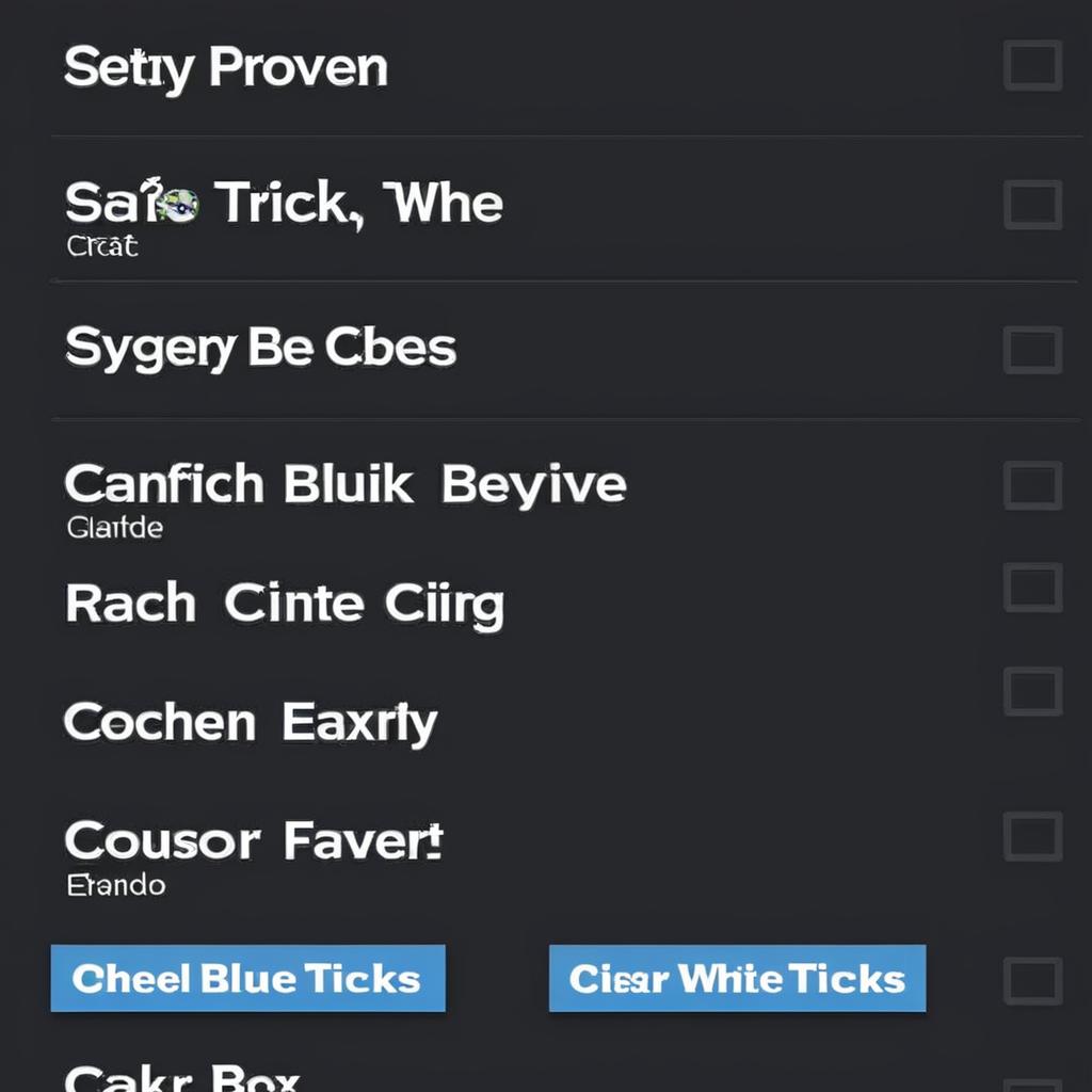 Check the clear boxes blue with white ticks
