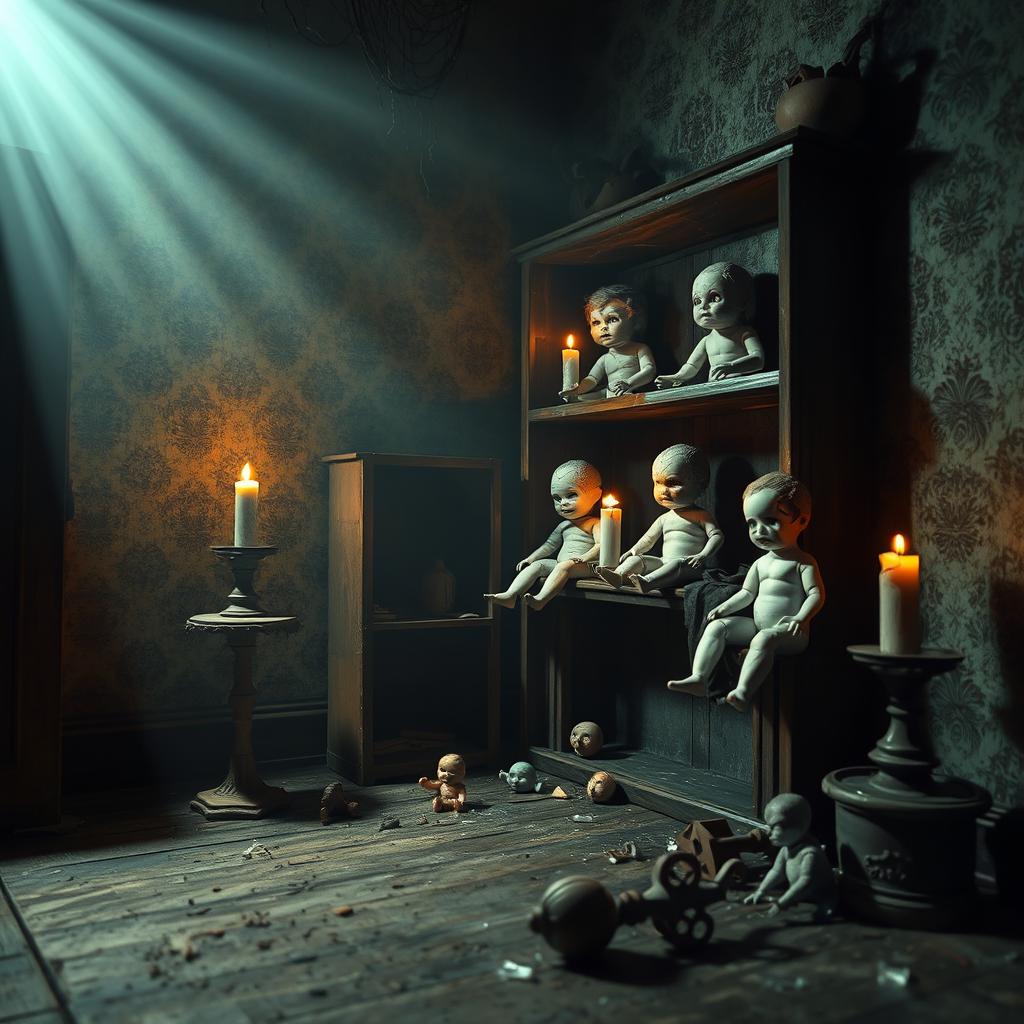 Explore the Haunting Atmosphere of a Dimly Lit Horror Room