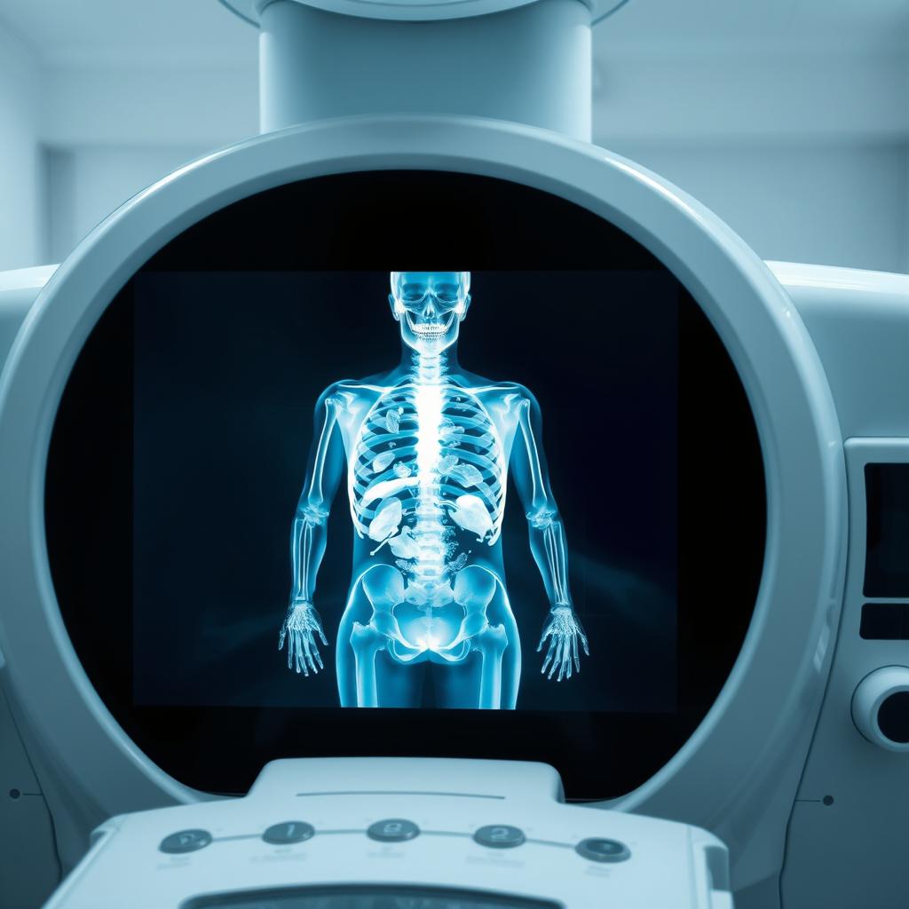 A detailed view of an X-ray machine's screen displaying organic materials