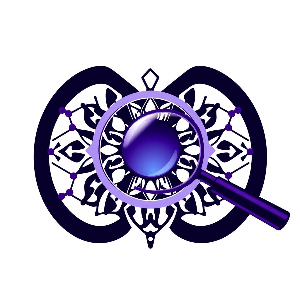 A modern and sophisticated logo for a polymer research group, featuring intricate designs that symbolize advanced technology