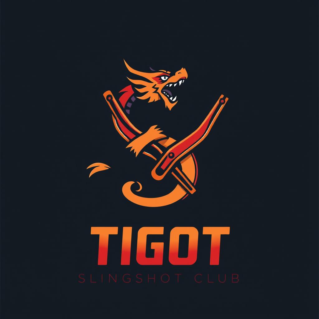 A dynamic and modern logo design for the 'Tigot Slingshot Club'