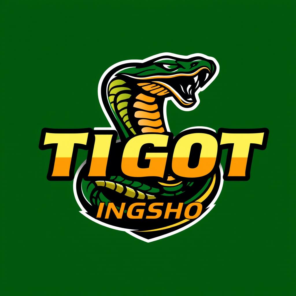 A dynamic and bold logo design for the 'Tigot Slingshot Club', featuring a stylized cobra in a slingshot form, expressing power and agility
