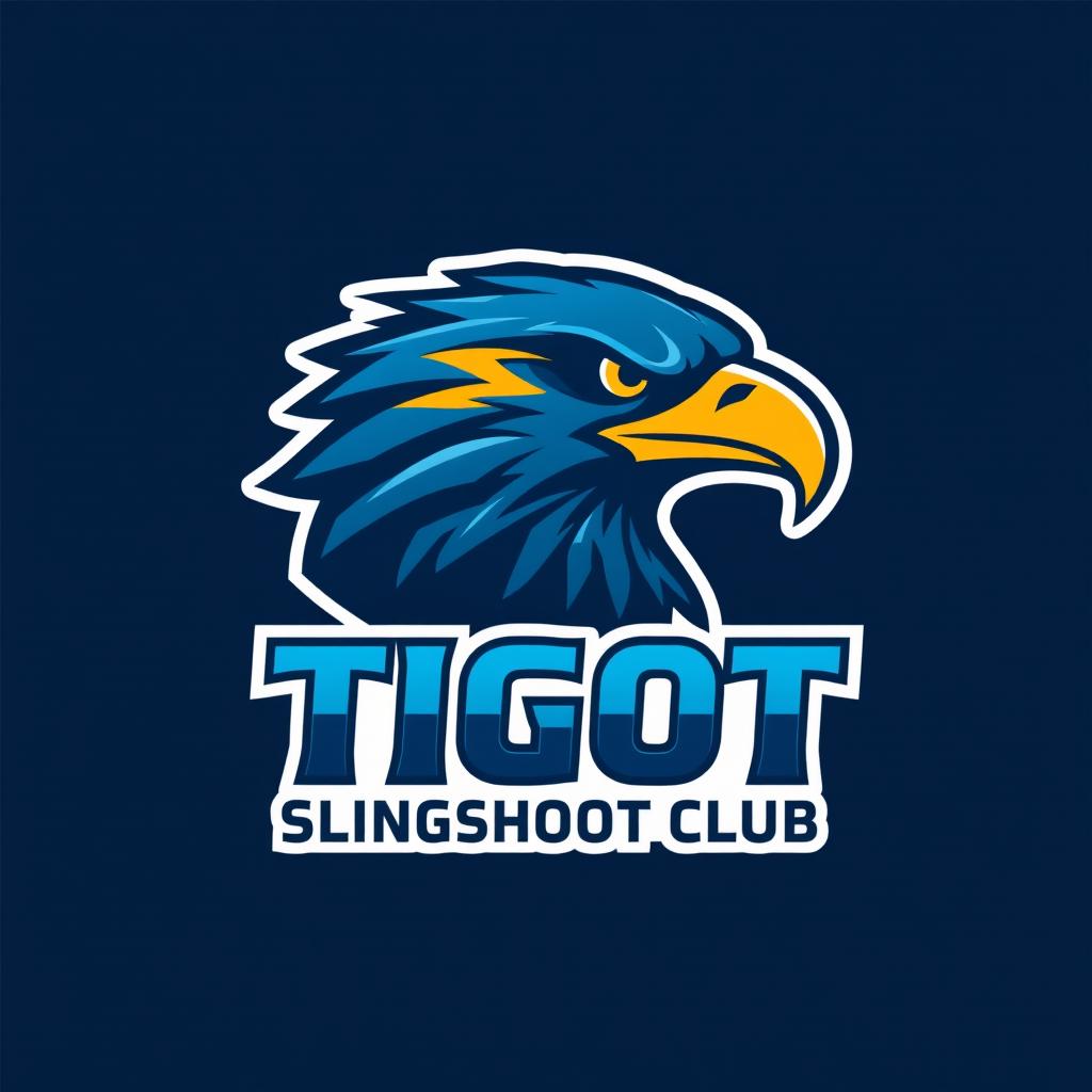 A logo design for the Tigot Slingshot Club featuring a stylized eagle head as the central element