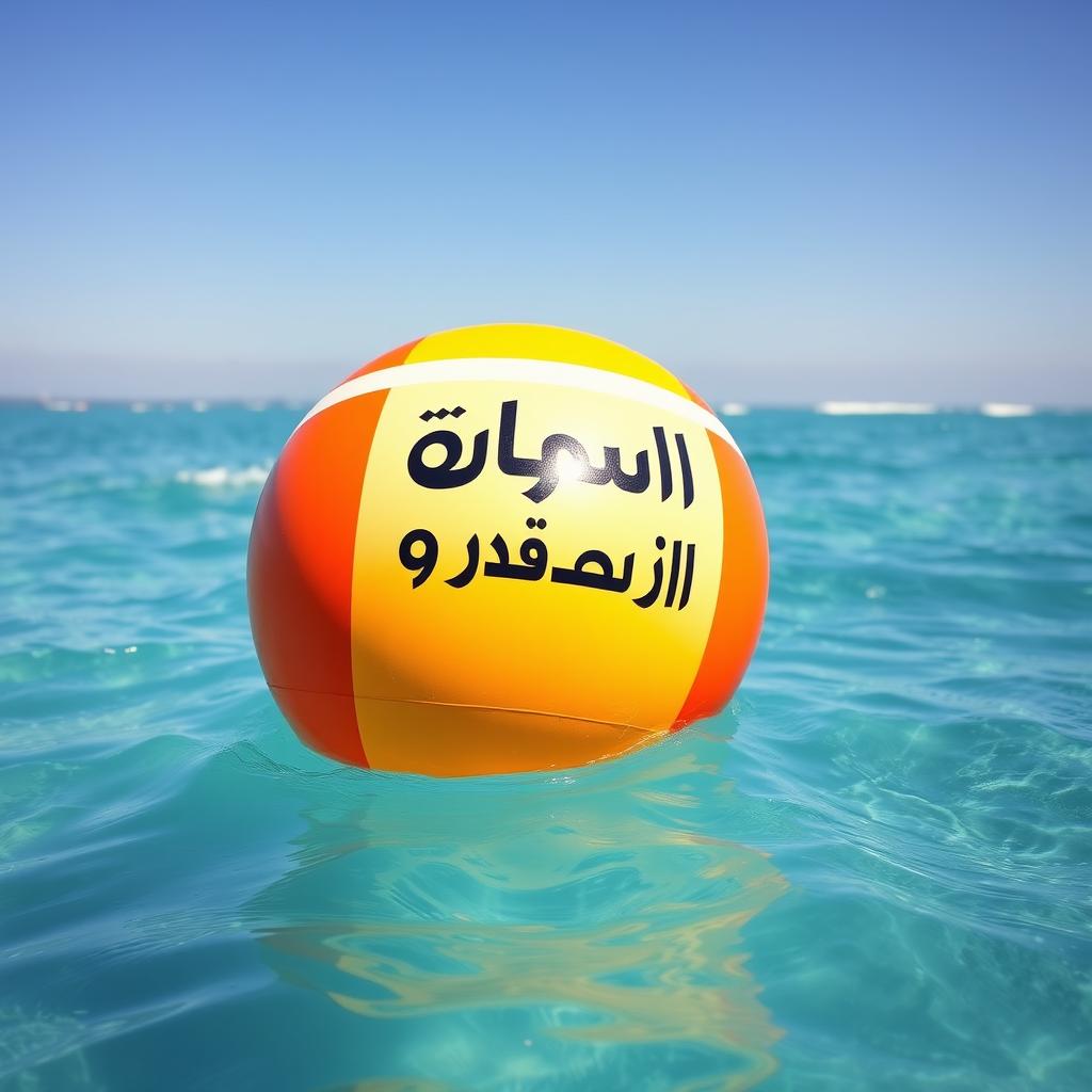 A bright and colorful buoy floating on clear blue sea water