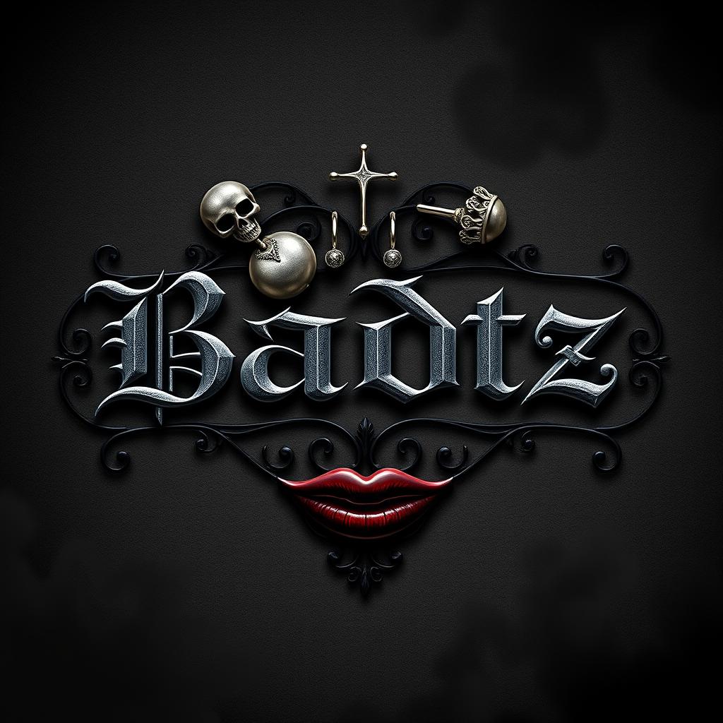 An advertising image for a piercing studio called "Badtz" with a gothic aesthetic