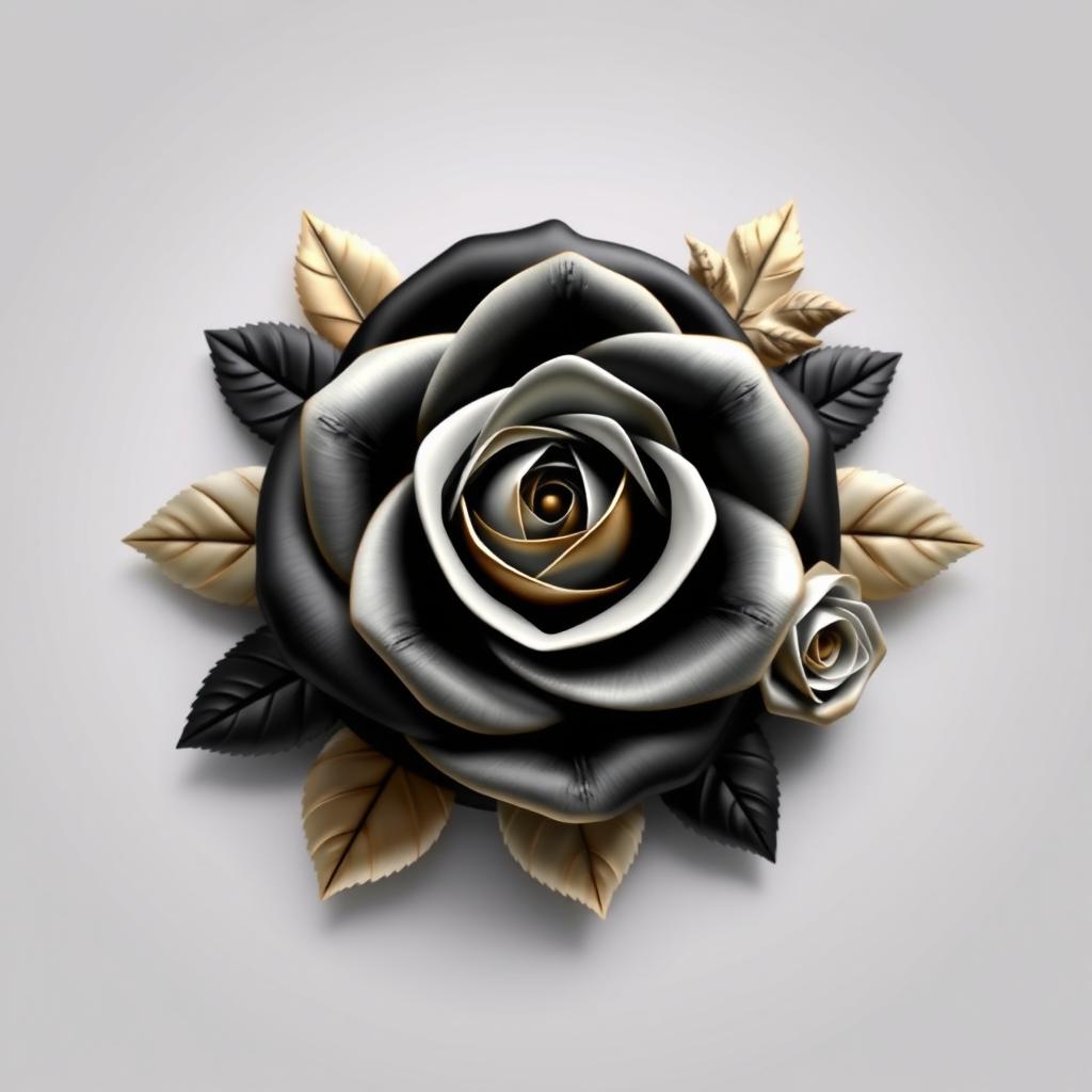 A large rose button in the center with a rose on each side, beautifully designed