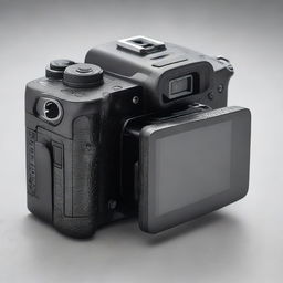 Rear view of a camera, highlighting the details of the back of the device.