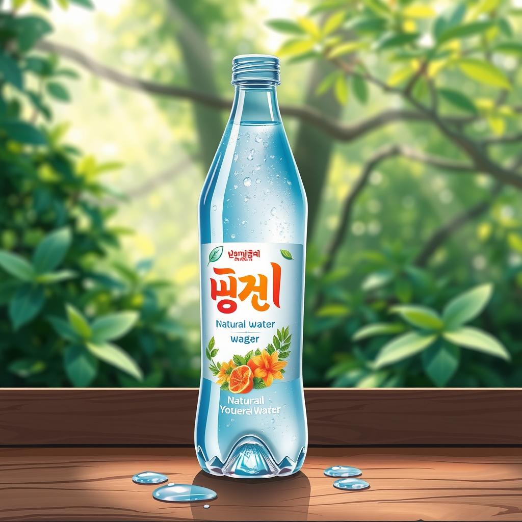 A beautifully designed illustration of a water bottle labeled as 'بتری اب معدنی', featuring a sleek, modern shape with an elegant cap
