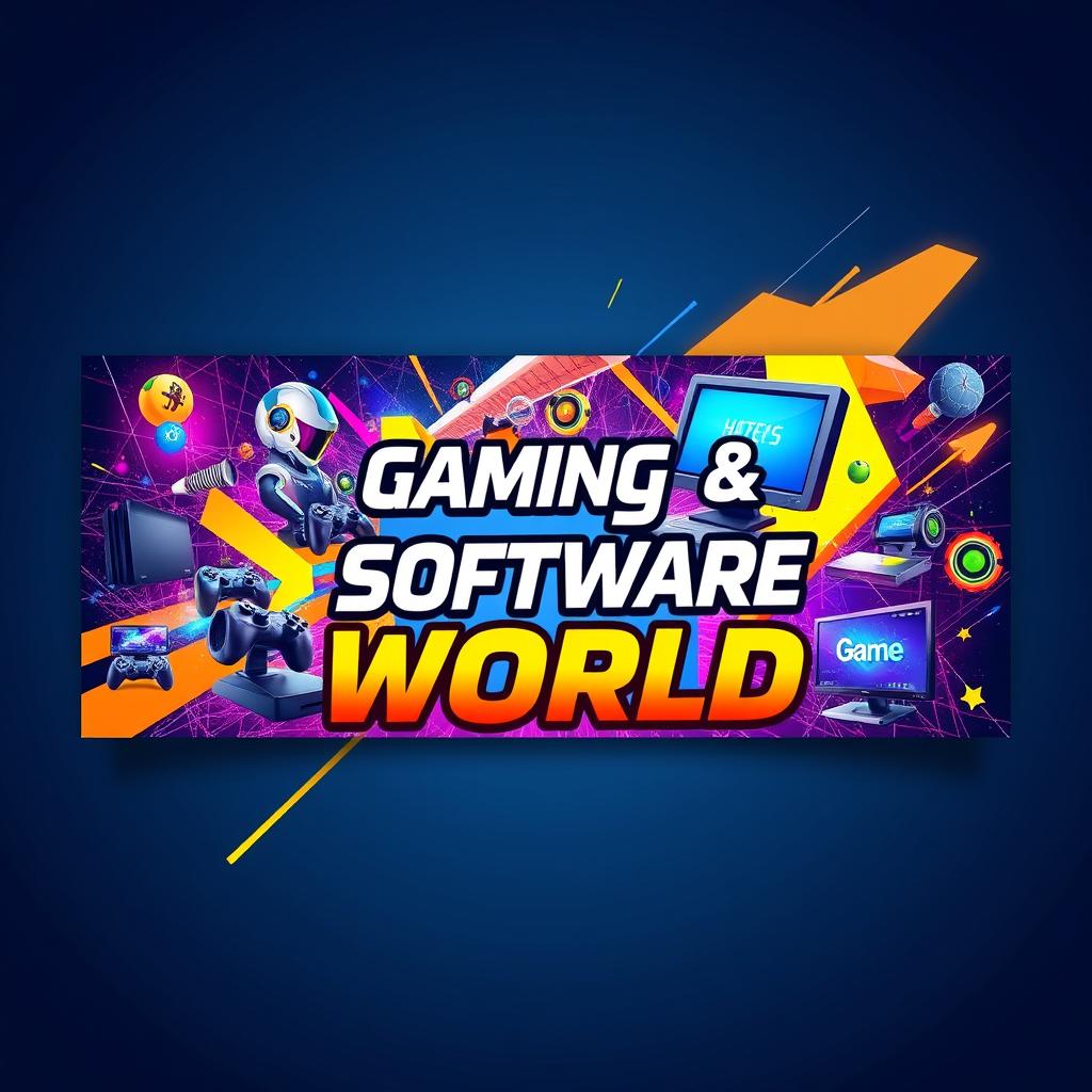 A vibrant and eye-catching Facebook cover design focused on computer games and software programs