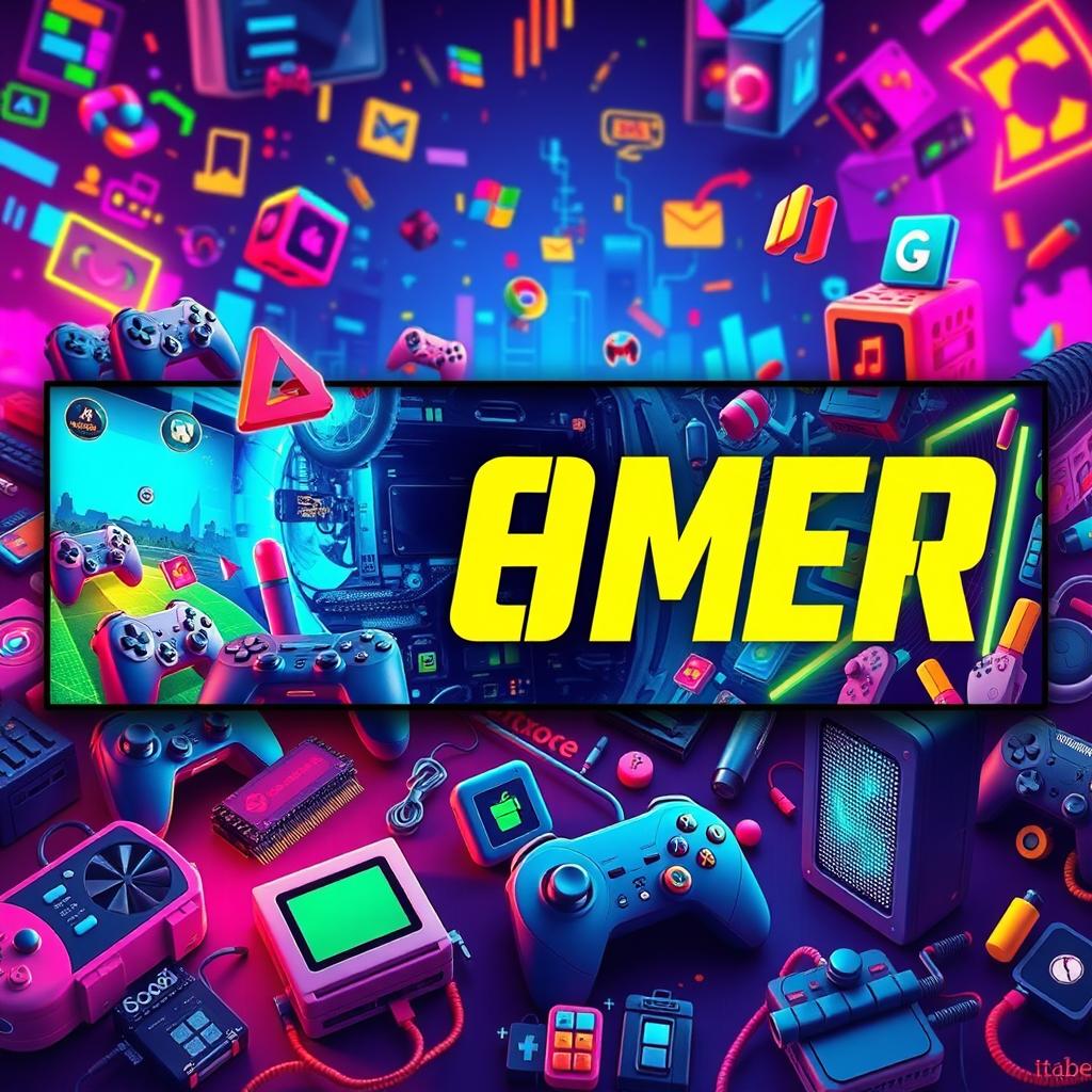 A vibrant and engaging Facebook cover photo dedicated to computer games and software