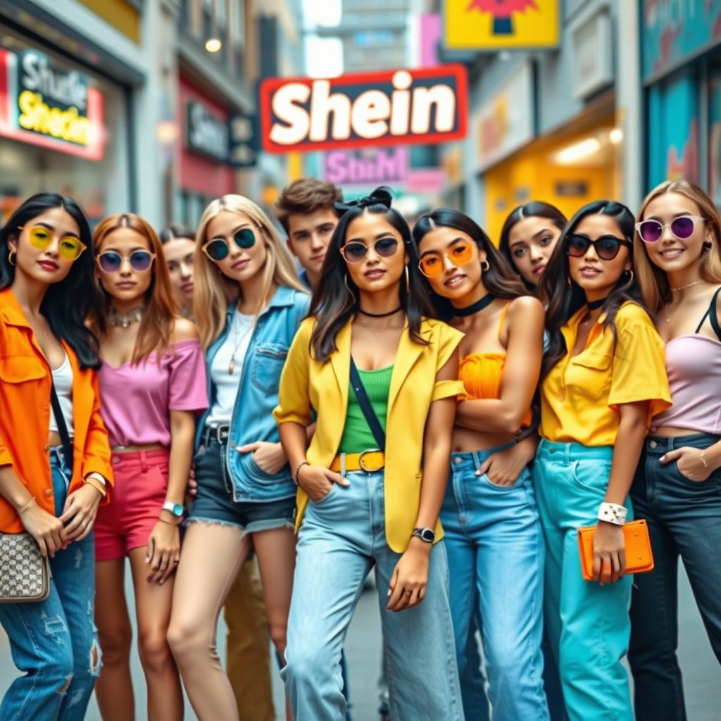 A vibrant and trendy fashion scene showcasing the latest styles from Shein