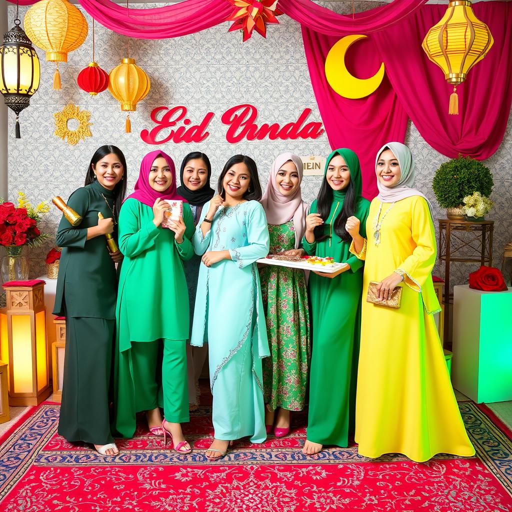 A festive and colorful scene themed around Eid al-Adha, featuring the latest fashion styles from Shein by Kinana