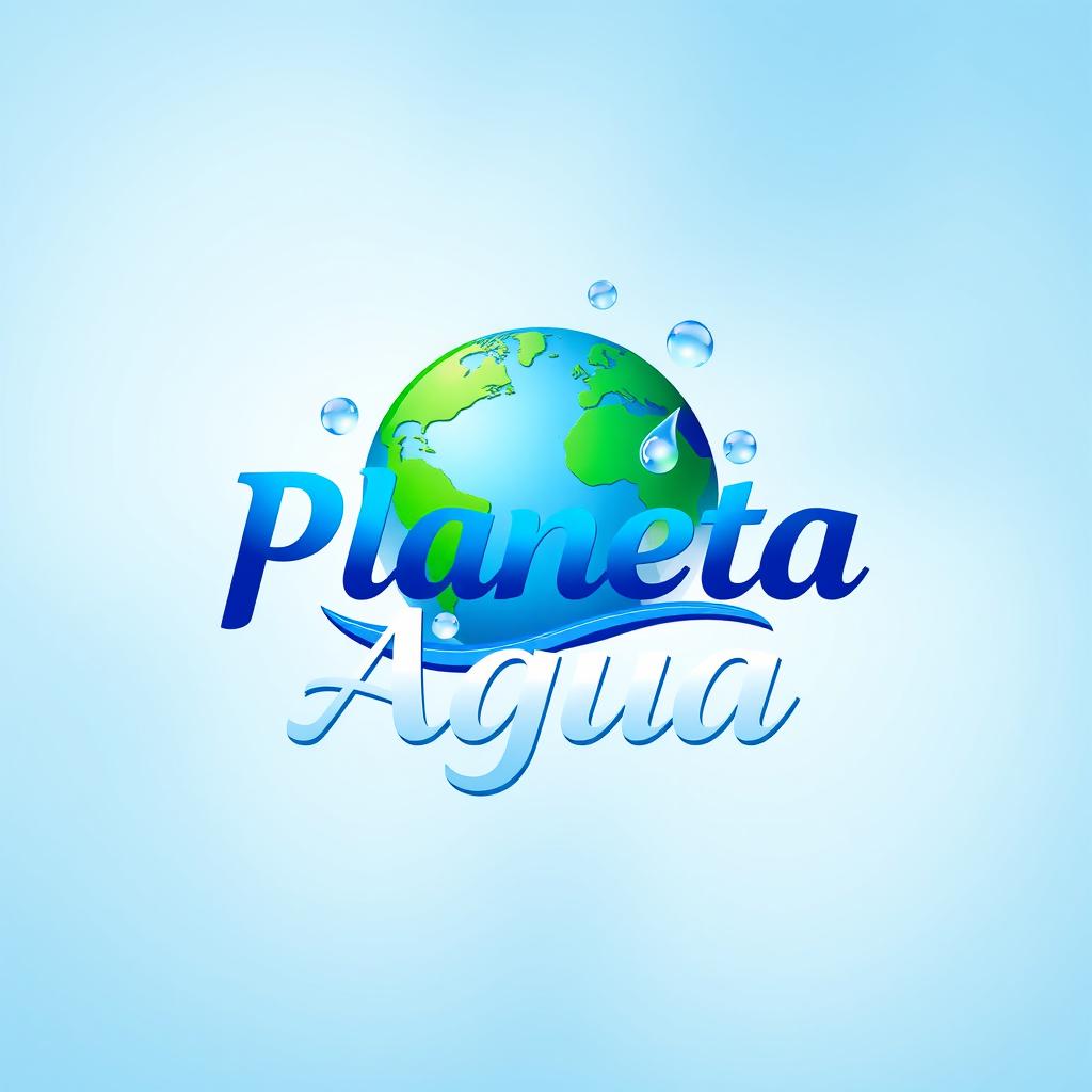 A captivating and vibrant logo design for a company named "Planeta Água", which specializes in selling water
