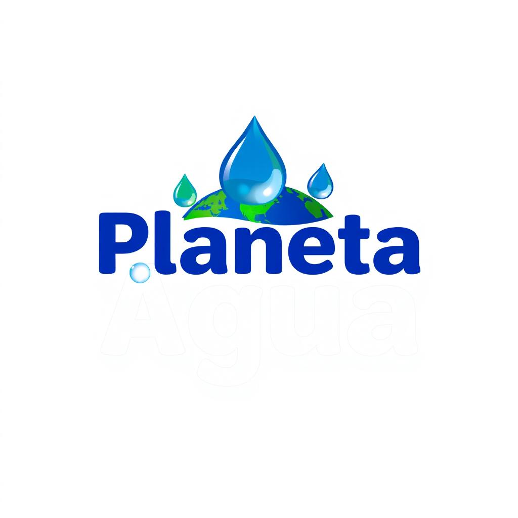 A vibrant logo design for a water company named 'Planeta Água'