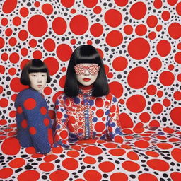 Construct a spellbinding ad for a Yayoi Kusama Print Collection, flaunting exclusive prints inspired by the iconic Gallery Wall exhibitions. Ensure the campaign overflows with the radiant energy and distinctive perspective of Kusama's artwork.