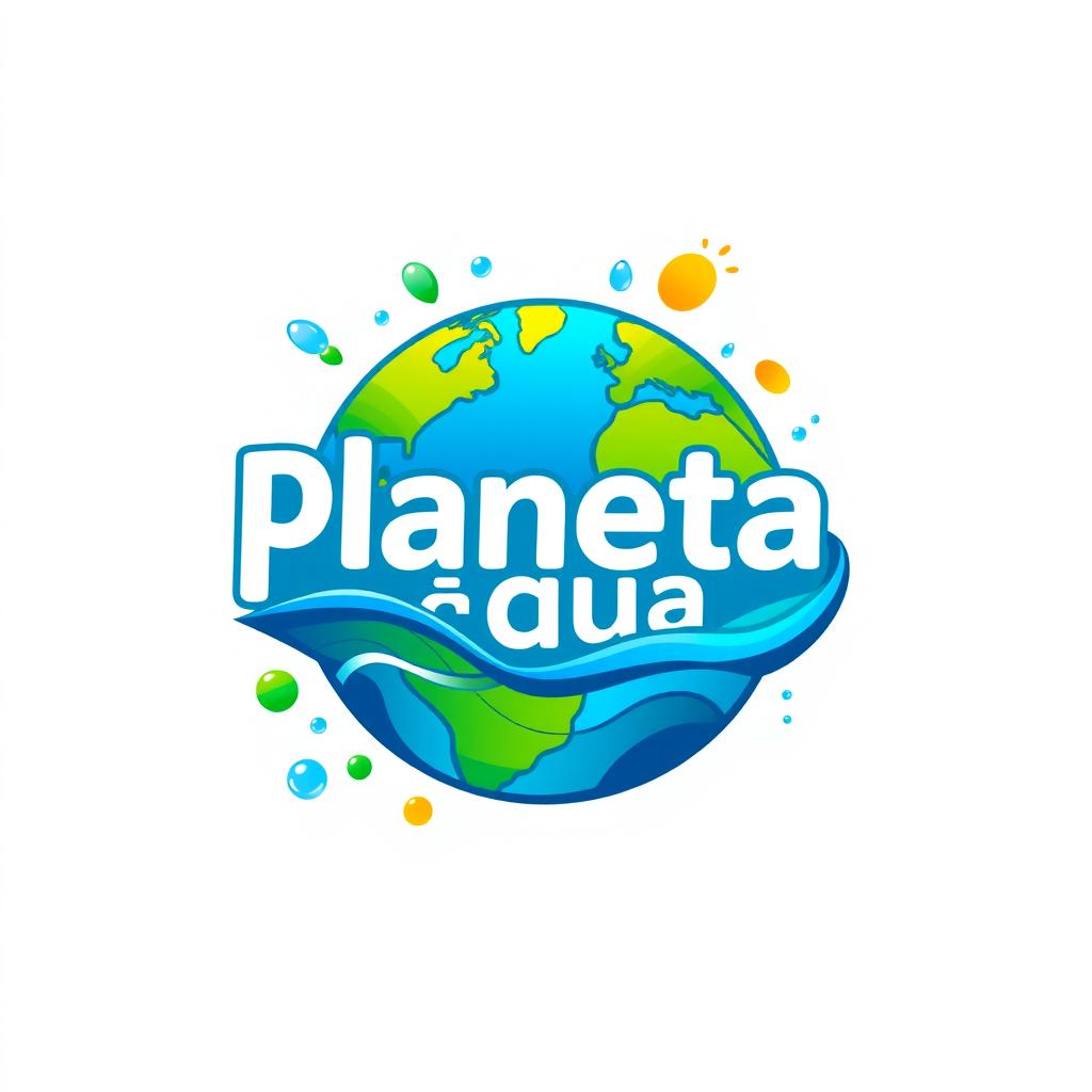 A vibrant and captivating logo design for a company named 'Planeta Água'