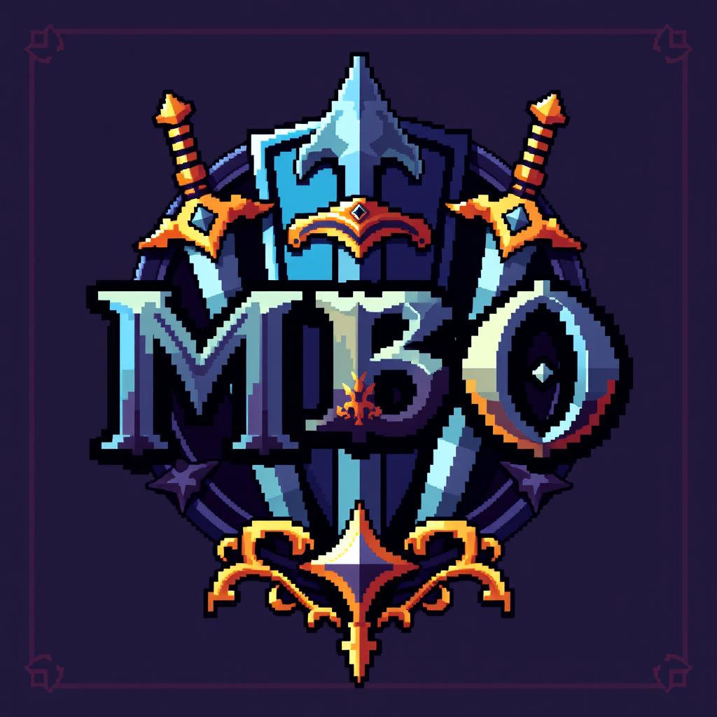 A pixel art logo for the mod "MBO (More Beyond Ordinary)" with a fantasy medieval theme