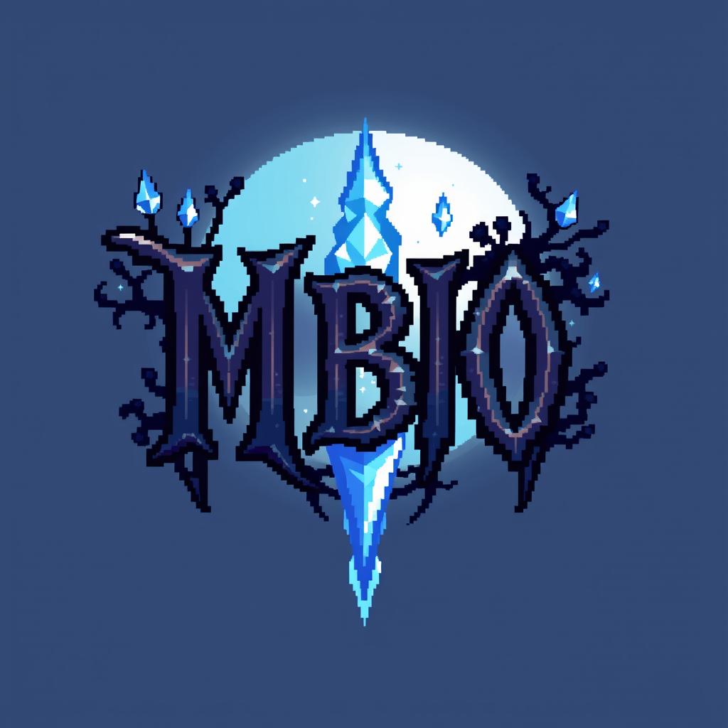 A logo design for the mod 'MBO' (More Beyond Ordinary) in a pixel art style, capturing a fantasy medieval theme