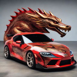 A Toyota Supra with the coolest dragon pattern