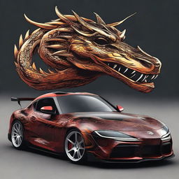 A Toyota Supra with the coolest dragon pattern