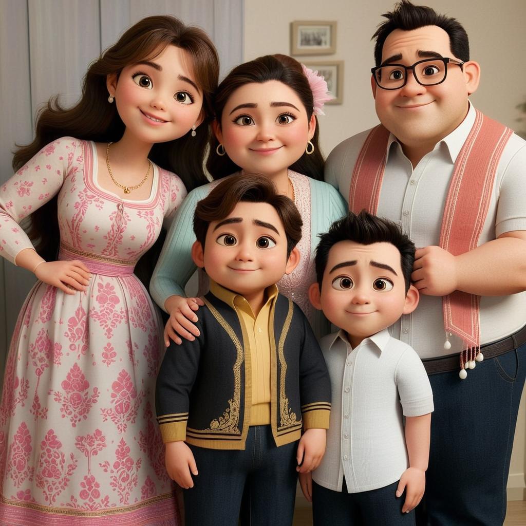 Make them not fat and give me each one alone as a family