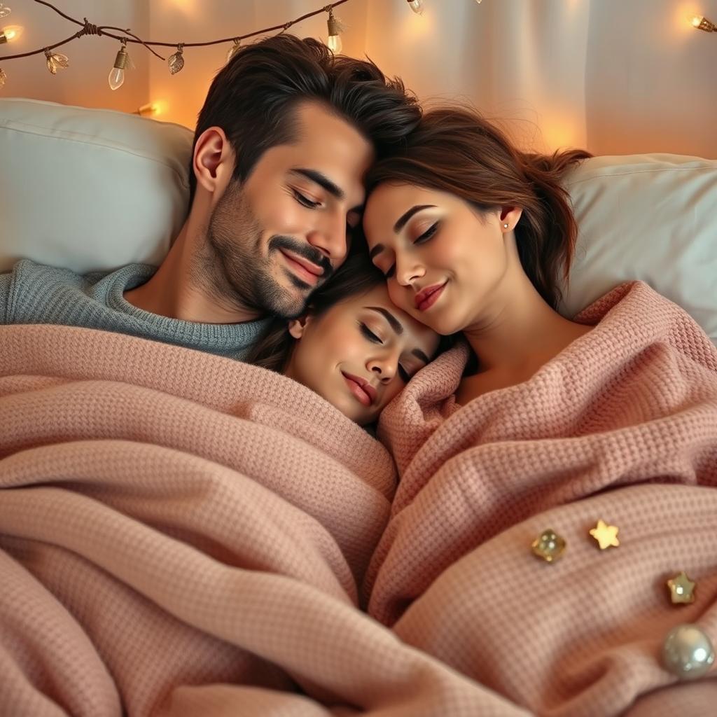 A beautiful scene of a loving couple, a man and a woman, sitting together and peacefully asleep