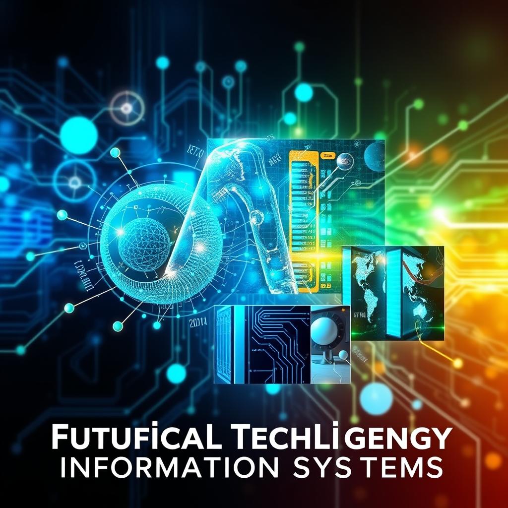 A visually captivating poster representing the theme of AI and future technology in information systems