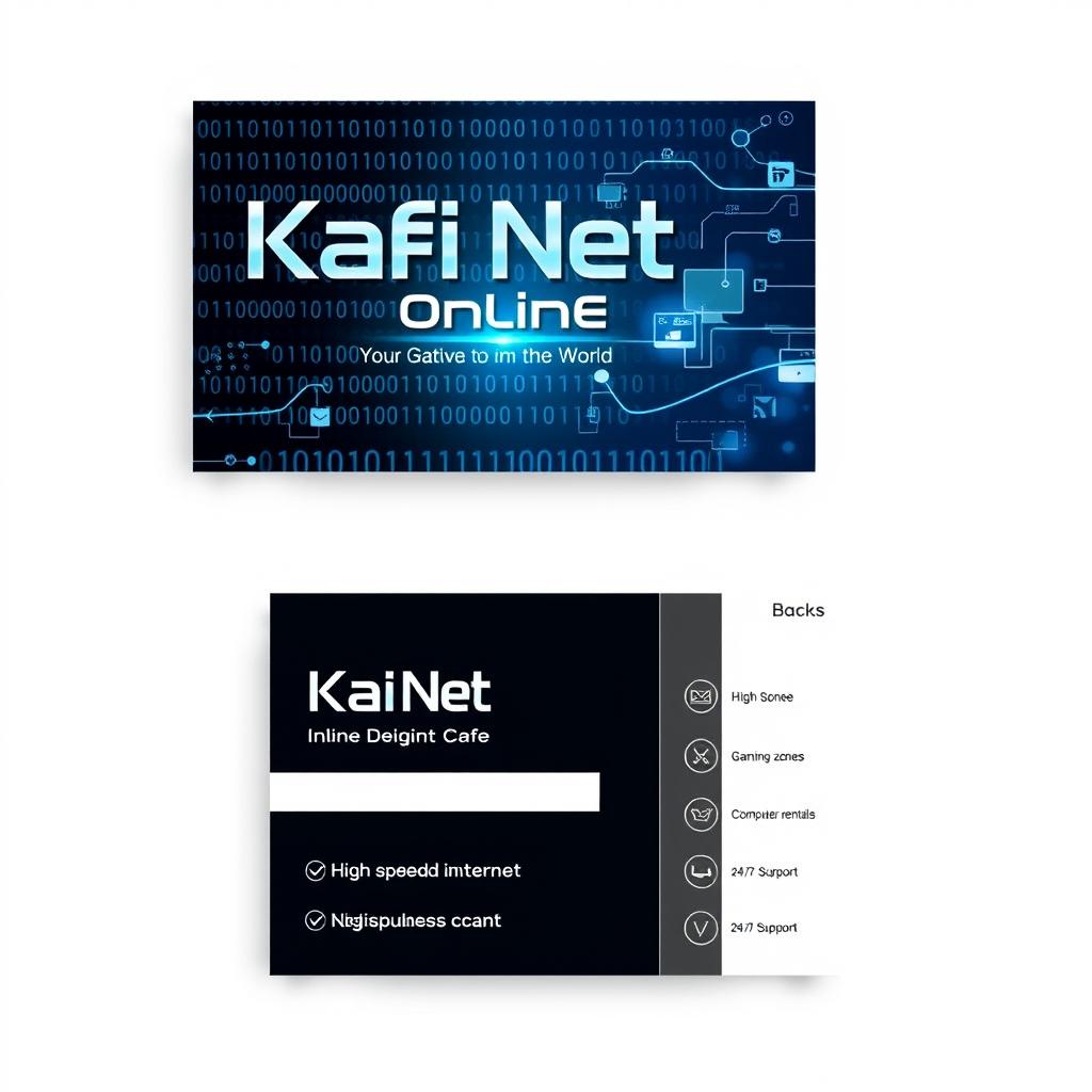 A modern and attractive business card design for an online internet cafe