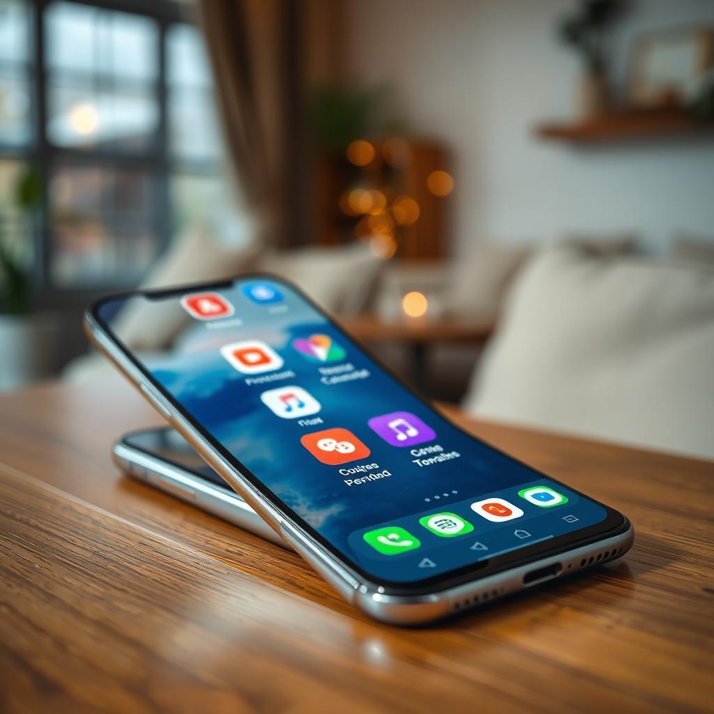 An artistic representation of a variety of chat application icons displayed on a sleek smartphone screen