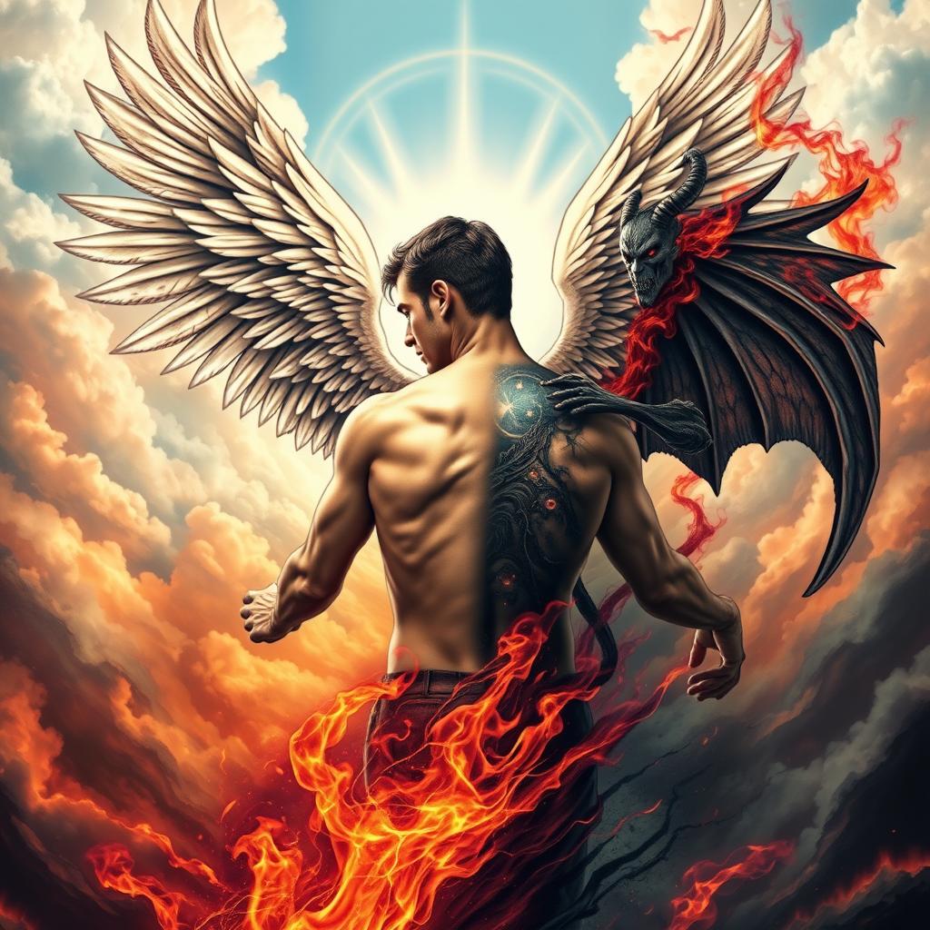Dramatic Back Tattoo Design: Angel vs Demon | Idyllic Ideas