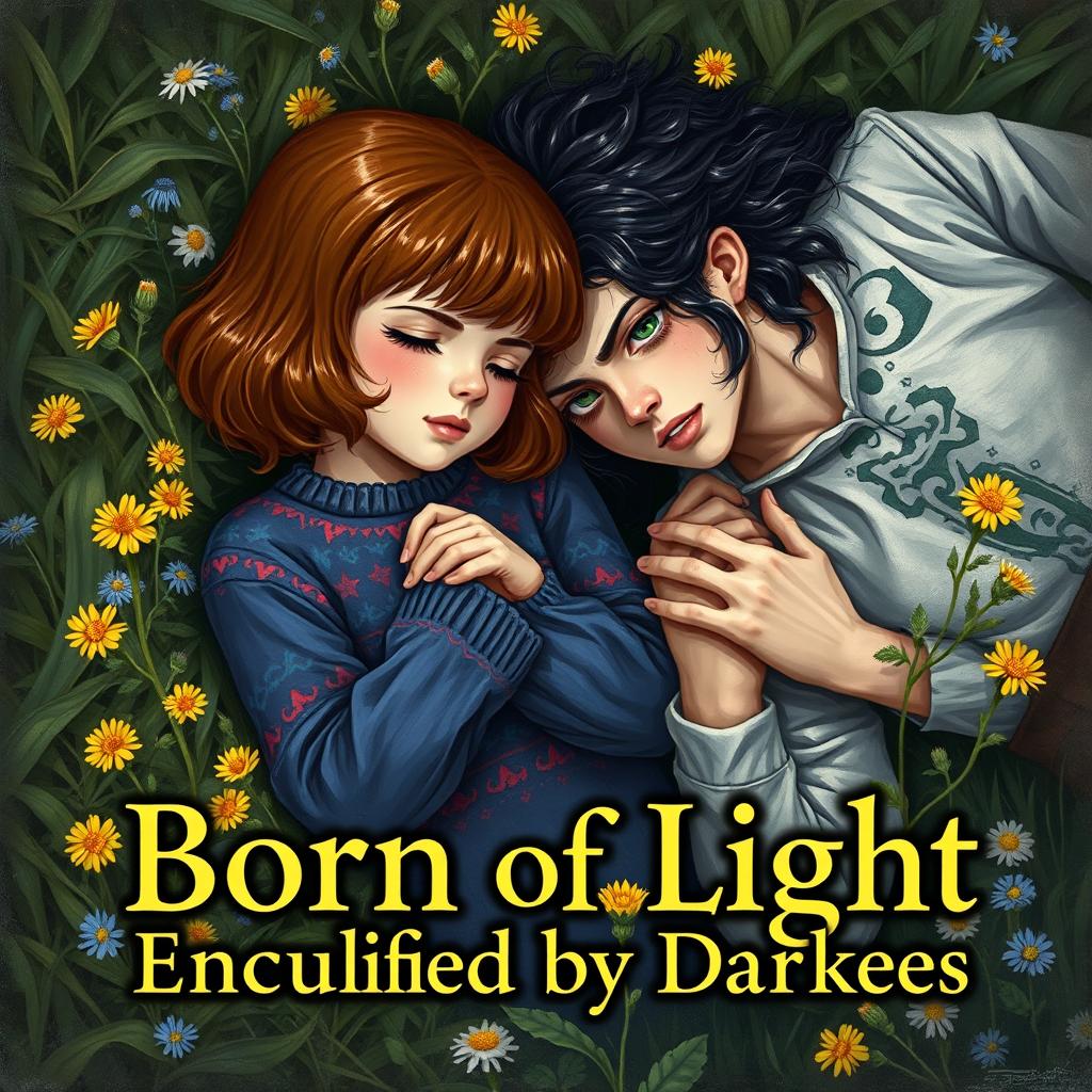A fantasy book cover set in a medieval style from the 11th to 13th centuries, illustrated in a painterly style
