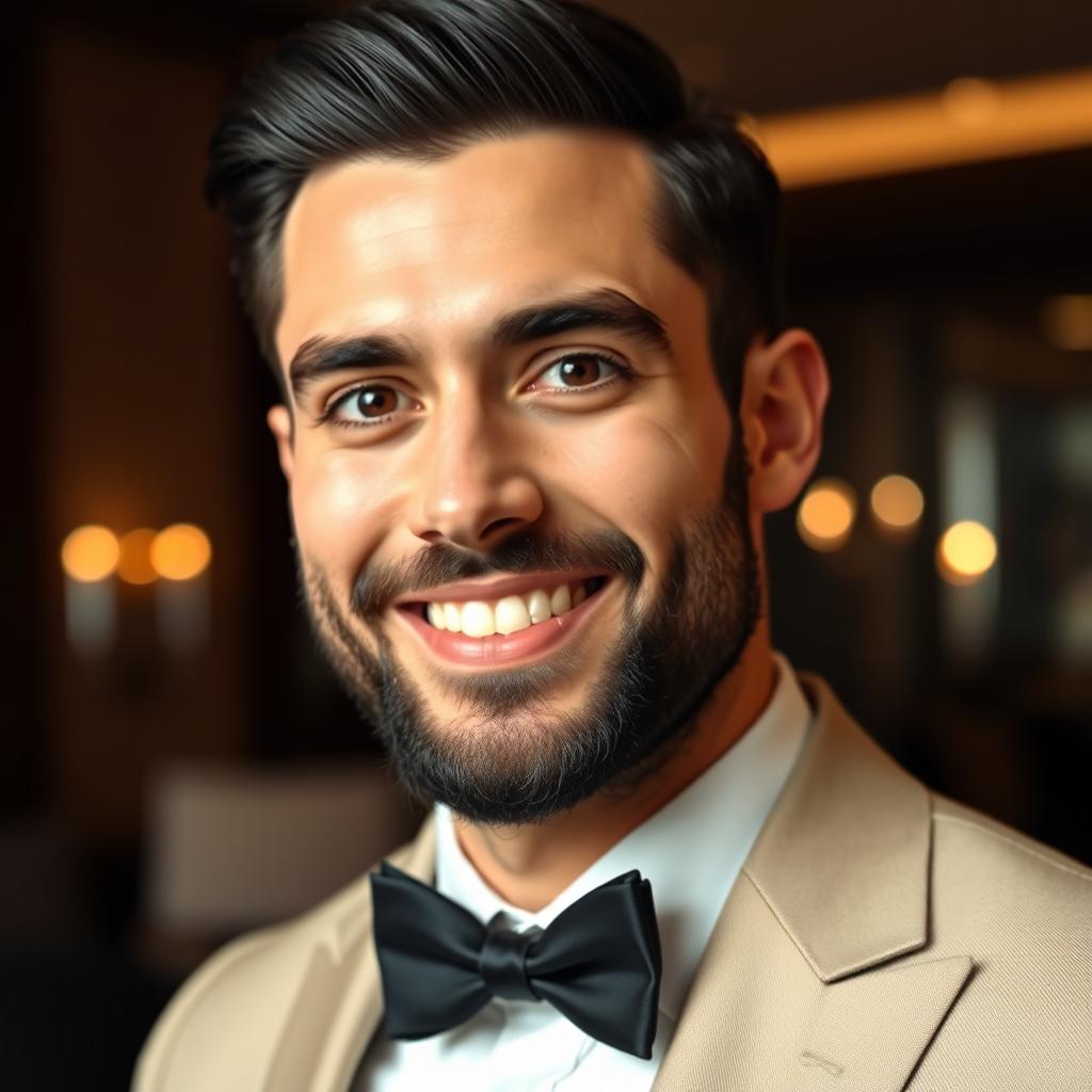 A handsome man in his 30s, dressed in formal attire