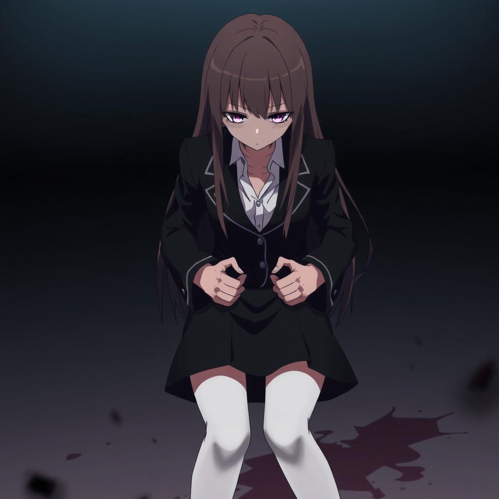 A dramatic anime scene featuring a character named Yui