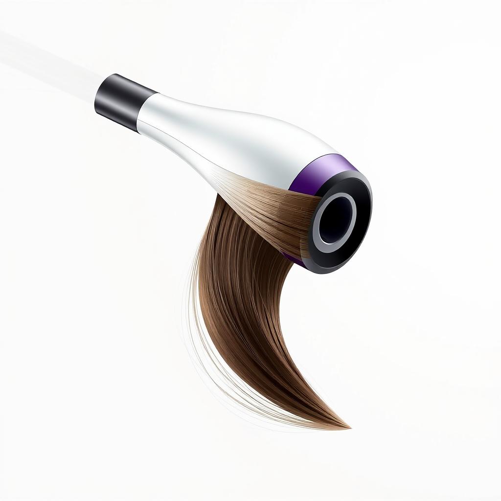 A futuristic prototype design of a hair dryer and a thin brush connected like a clip
