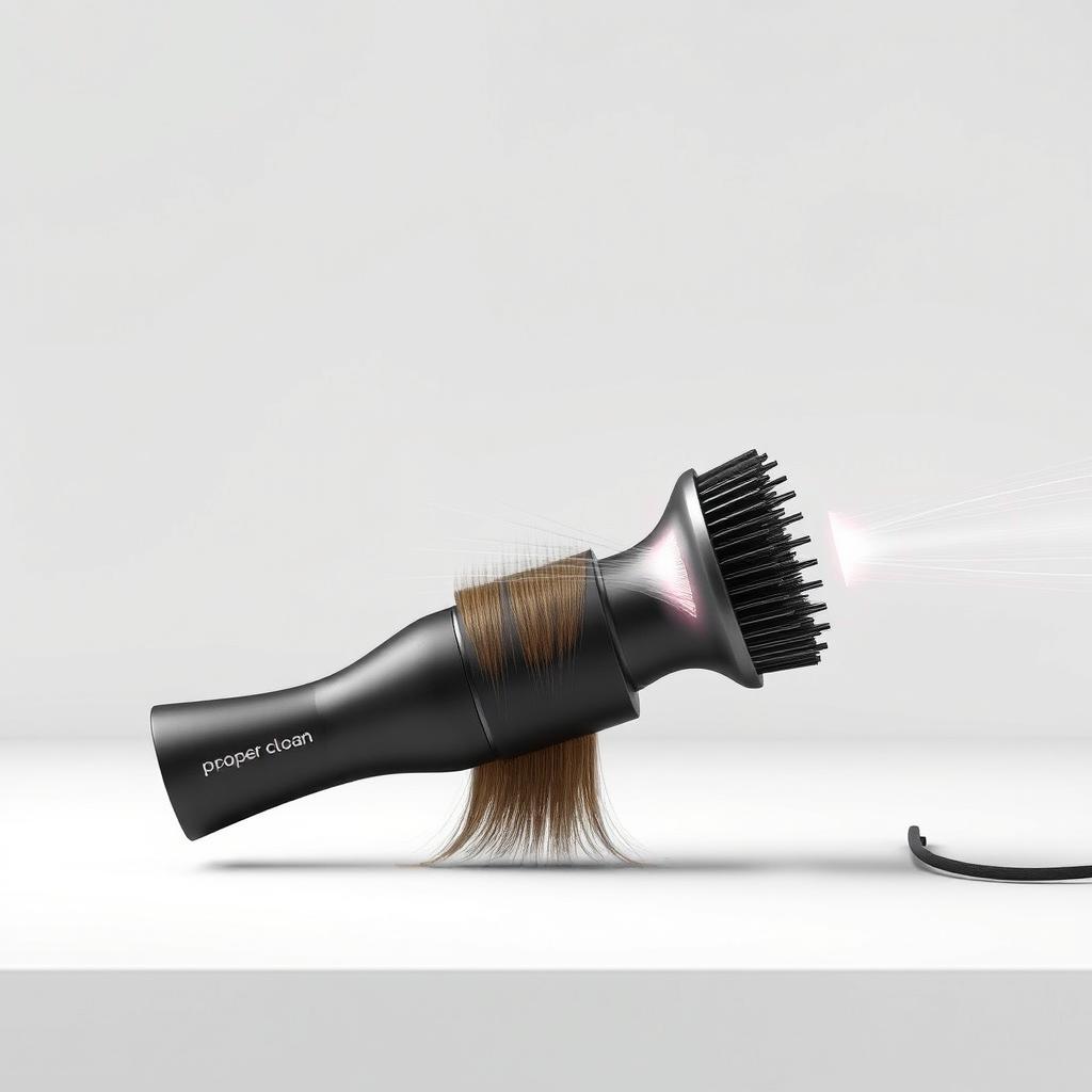 A compact, innovative prototype of a hair dryer and a thin brush designed to connect like a clip
