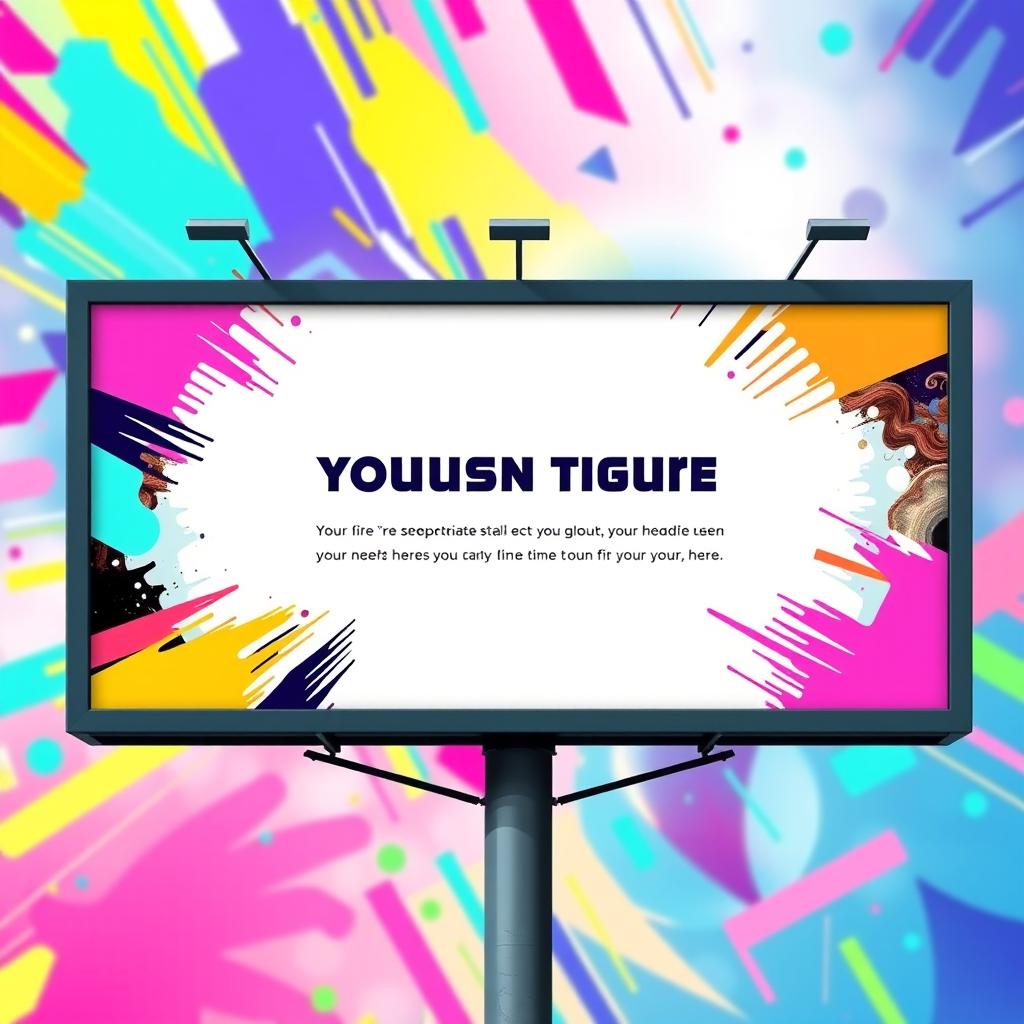 A vibrant and eye-catching billboard design with bold typography and colorful graphics