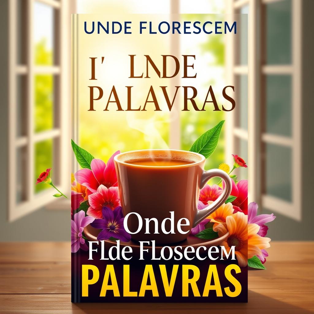 A vibrant and intriguing book cover featuring a steaming cup of hot coffee at the center, surrounded by colorful flowers and a touch of green leaves representing growth and renewal