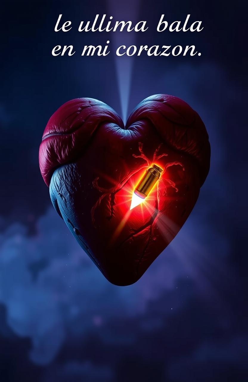 An artistic depiction of the phrase 'la ultima bala en mi corazon', capturing a poignant and emotional moment