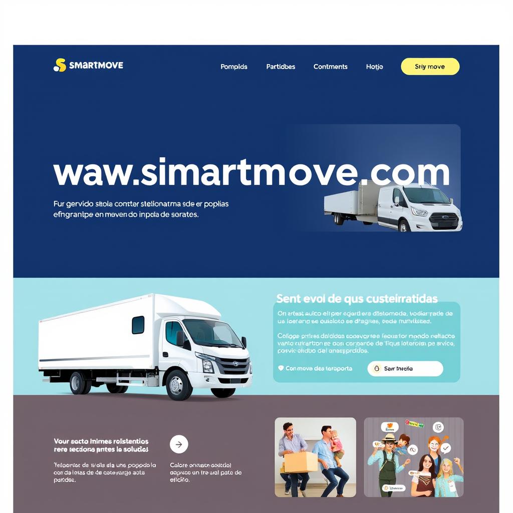 A detailed illustration of a modern website interface for a transportation service company named SmartMove, specifically designed for the Spanish-speaking market