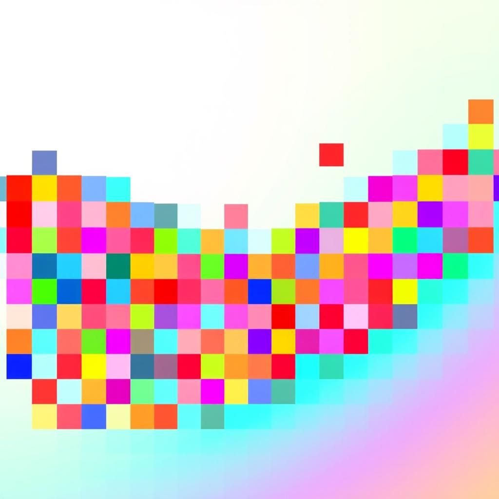 A collection of colorful, vibrant pixels arranged to form an abstract mosaic pattern